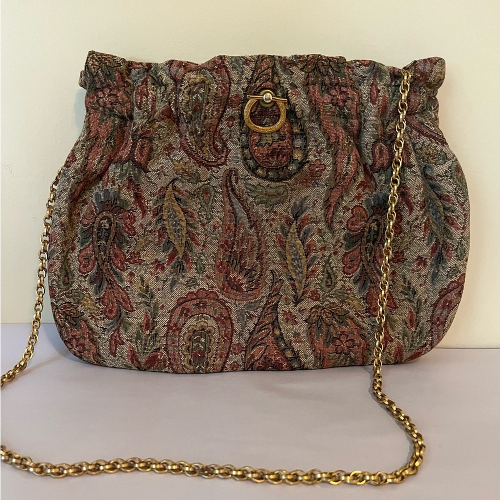 Vintage MM Regency Tapestry Crossbody Bag - Squeeze Closure c1950s